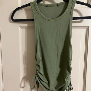 green cinch side tank top